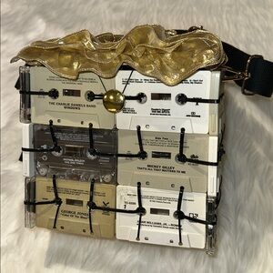 Handmade Gold Ruffle Accent Crossbody Cassette Bag